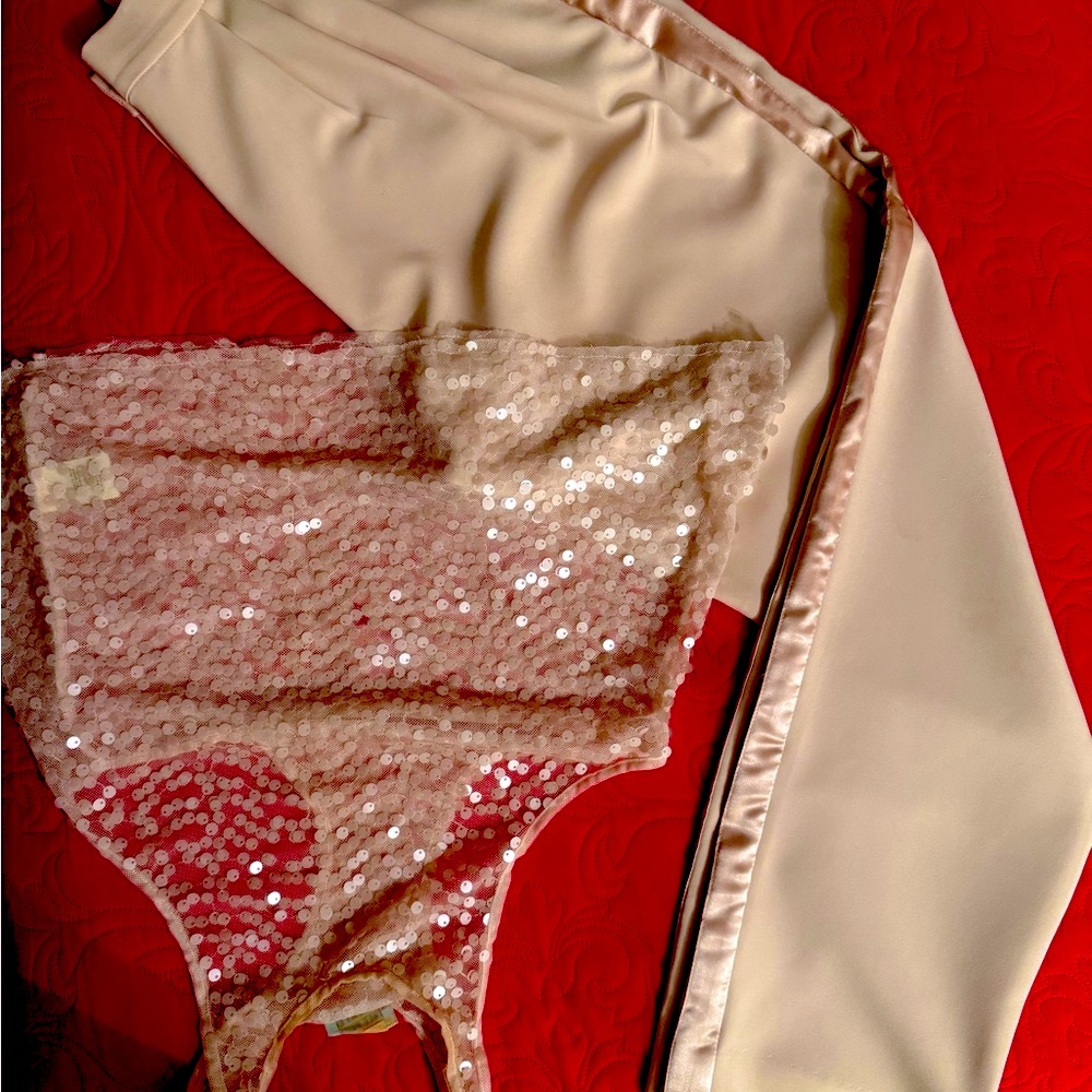 Free People Sequin Pink Top and Tuxedo pants